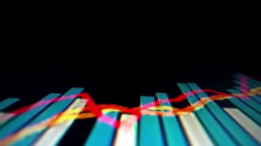 Yakın çekim makro çekim grafiği LED ekranda, büyüme grafiğini ekonomik patlama ya da boğa piyasa noktası konsepti olarak gösteriyor. Finansal yatırım için uygun pozitif borsa.