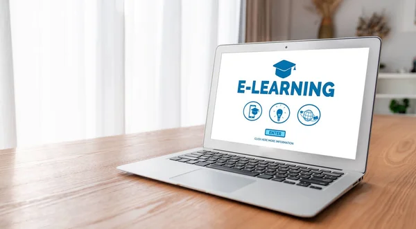 Learning Webbplats Med Modish Soffor För Student Att Studera Online — Stockfoto