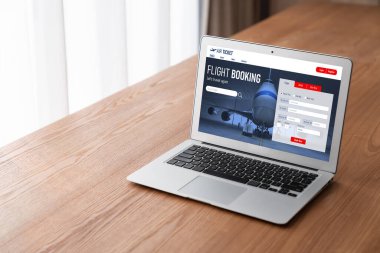 Online uçuş rezervasyon sitesi mod rezervasyon sistemi sağlar. Seyahat teknolojisi kavramı .