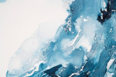 Mermer mürekkep soyut sanatının orijinal resmi. Örnek bir orjinal tablodan yüksek çözünürlüklü fotoğraf. Karargah kağıt dokusuna pürüzsüz mermer desen oluşturmak için soyut resim yapıldı.