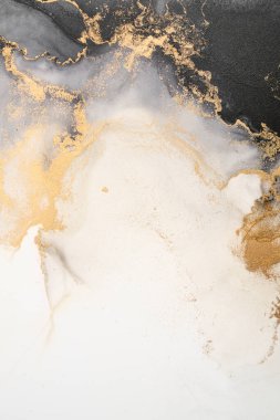 Soyut arkaplan için özgün tablodaki mermer mürekkep soyut sanat. Resim, Kintsuki mürekkep sanatının düz mermer arkaplan desenini yaratmak için yüksek kaliteli kağıt dokusuna boyanmış. .