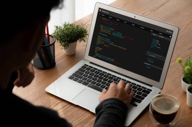 Model uygulama ve program kodlaması için bilgisayar ekranında yazılım geliştirme programlama