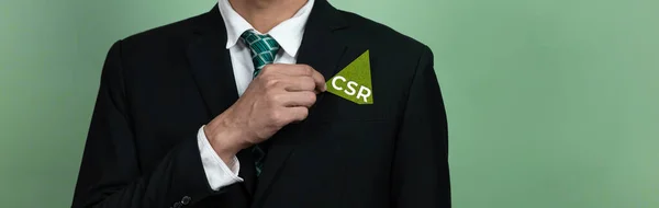 Företag Främja Hållbara Och Gröna Affärsidé Med Affärsman Som Innehar — Stockfoto