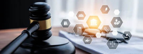 Intelligens Jog Jogi Tanácsadás Ikonok Ügyvédi Munkaeszközök Ügyvédi Irodában Amelyek — Stock Fotó