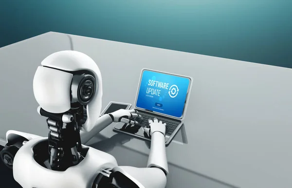 Robot Pomocą Oprogramowania Komputerowego Modish Koncepcja Sztucznej Inteligencji — Zdjęcie stockowe