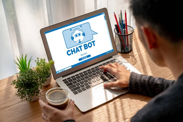 Chatbot Programvara För Modish Online Företag Som Automatiskt Svarar Kundfrågor — Stockfoto