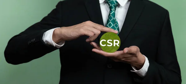 Şirketin Sürdürülebilir Yeşil Kavramını Desteklemesi Csr Sembolü Kağıtlarını Sıfır Co2 — Stok fotoğraf