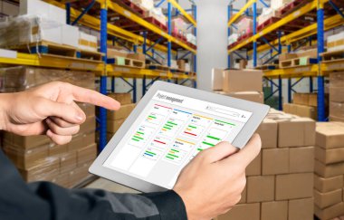 Ekip projesinin zaman çizelgesini gösteren bilgisayar ekranında, modern iş projesi yönetimi için proje planlama yazılımı