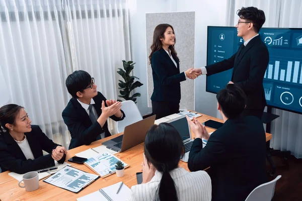 Businesspeople Shake Hand Successful Agreement Meeting Office Worker Colleague Handshake —  Fotos de Stock