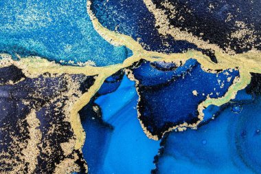 Mermer mürekkep soyut sanatının orijinal resmi. Örnek bir orjinal tablodan yüksek çözünürlüklü fotoğraf. Karargah kağıt dokusuna pürüzsüz mermer desen oluşturmak için soyut resim yapıldı.