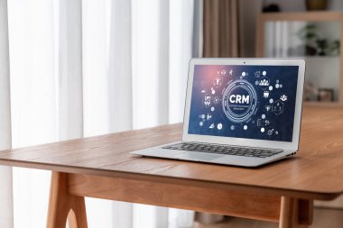 CRM işletme ve işletme için modern bilgisayarda müşteri ilişkileri yönetim sistemi