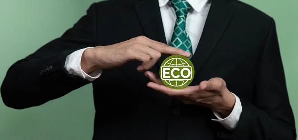 Çevre Dostu Sürdürülebilir Yeşil Işletme Kavramını Destekleyen Şirketler Eco Sembolünü — Stok fotoğraf