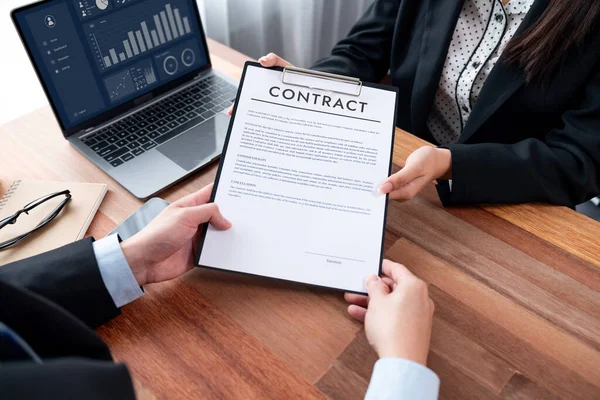 Businessman Review Agreement Document Signing Contract Reading Carefully Ensure Trade — Stock Photo, Image