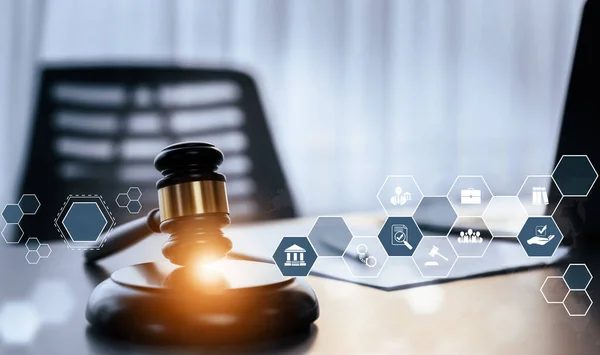 Intelligentes Recht Symbole Der Rechtsberatung Und Arbeitswerkzeuge Für Anwälte Der — Stockfoto