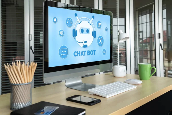 Aplicación Software Chatbot Para Negocios Online Modernos Que Responden Automáticamente — Foto de Stock