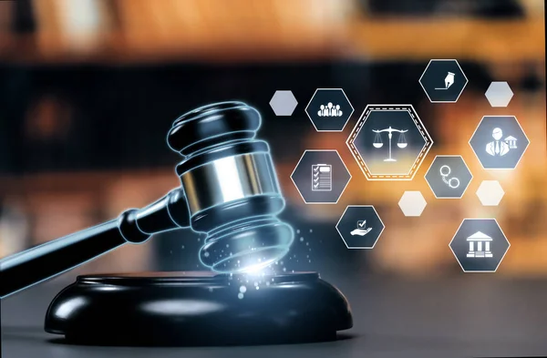 Slim Recht Iconen Voor Juridisch Advies Werkinstrumenten Voor Advocaten Het — Stockfoto