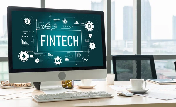 Fintech Finansiell Teknik Programvara För Modish Företag För Att Analysera — Stockfoto