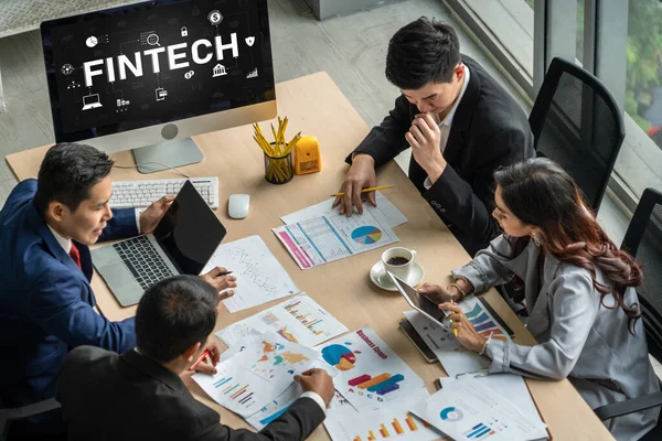 Fintech Oprogramowanie Technologii Finansowych Dla Biznesu Modish Analizy Strategii Marketingowej — Zdjęcie stockowe