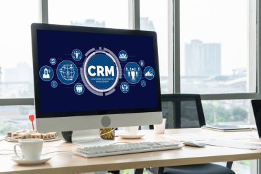 CRM işletme ve işletme için modern bilgisayarda müşteri ilişkileri yönetim sistemi