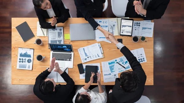 Top View Business Team Financial Data Analysis Meeting Business Intelligence — Zdjęcie stockowe