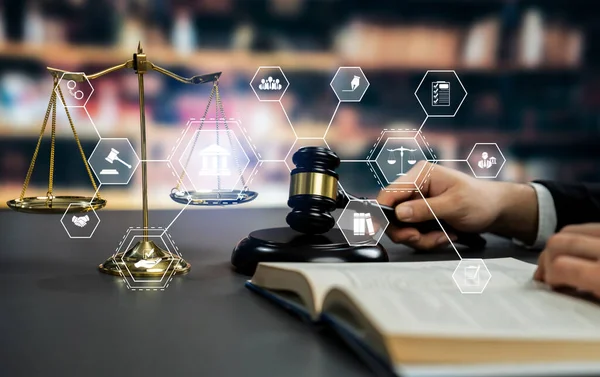 Slim Recht Iconen Voor Juridisch Advies Werkinstrumenten Voor Advocaten Het — Stockfoto