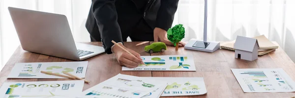 Businessman Planning Green Business Strategy Office Paper Documents Focused Eco — Stock Photo, Image