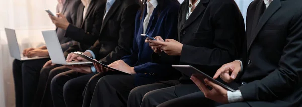 Asian Job Applicant Identical Formal Wear Sitting Waiting Room Job — Stock Photo, Image