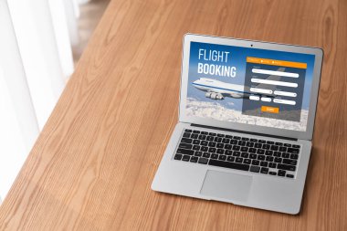 Online uçuş rezervasyon sitesi mod rezervasyon sistemi sağlar. Seyahat teknolojisi kavramı .