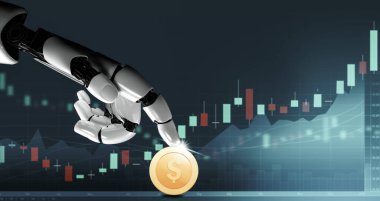 3D Rending Futuristic robot teknolojisi geliştirme, yapay zeka yapay zeka ve makine öğrenme konsepti. Gelecekteki insan hayatı için küresel robot biyonik bilim araştırması. 3B illüstrasyon