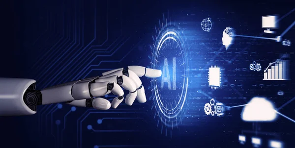 Rendu Développement Technologique Robots Futuristes Intelligence Artificielle Concept Apprentissage Automatique — Photo