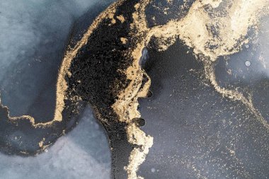 Mermer mürekkep soyut sanatının orijinal resmi. Örnek bir orjinal tablodan yüksek çözünürlüklü fotoğraf. Karargah kağıt dokusuna pürüzsüz mermer desen oluşturmak için soyut resim yapıldı.