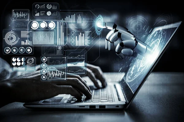 Inteligência Artificial Pesquisa Desenvolvimento Robôs Ciborgues Para Futuro Das Pessoas — Fotografia de Stock