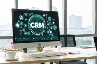 CRM işletme ve işletme için modern bilgisayarda müşteri ilişkileri yönetim sistemi