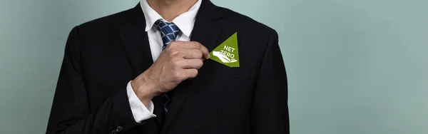 Empresarial Promovendo Conceito Negócio Sustentável Verde Com Empresário Segurar Carbono — Fotografia de Stock