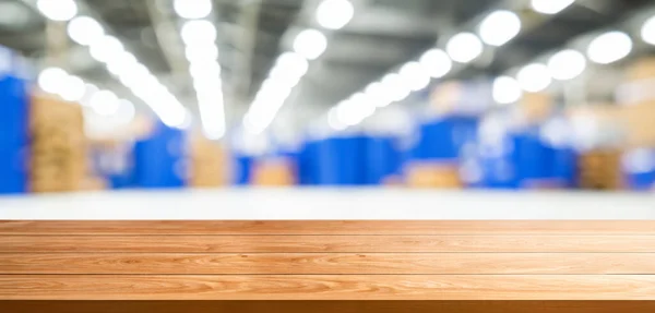 Empty Table Top Warehouse Cordial Background Supply Store Wooden Pallet — Stock Photo, Image