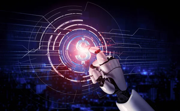 Απόδοση Τεχνητή Νοημοσύνη Έρευνα Της Ανάπτυξης Ρομπότ Και Cyborg Για — Φωτογραφία Αρχείου