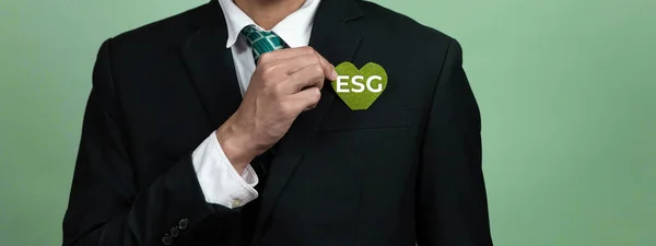 Företag Som Främjar Hållbara Och Gröna Affärsidé Med Affärsman Som — Stockfoto