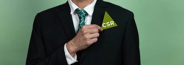 Företag Främja Hållbara Och Gröna Affärsidé Med Affärsman Som Innehar — Stockfoto
