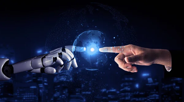 Weergave Kunstmatige Intelligentie Onderzoek Naar Robot Cyborgontwikkeling Voor Toekomst Van — Stockfoto