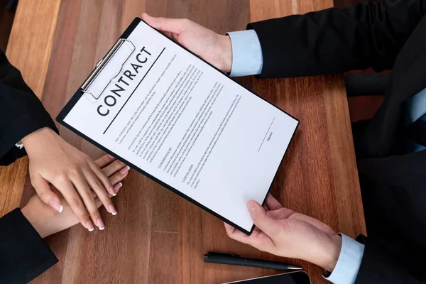 Businessman Review Agreement Document Signing Contract Reading Carefully Ensure Trade — Stock Photo, Image