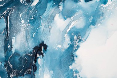 Mermer mürekkep soyut sanatının orijinal resmi. Örnek bir orjinal tablodan yüksek çözünürlüklü fotoğraf. Karargah kağıt dokusuna pürüzsüz mermer desen oluşturmak için soyut resim yapıldı.