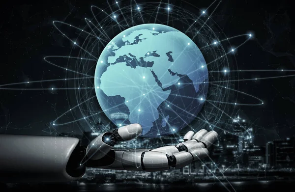 Sztuczna Inteligencja Badania Robota Rozwoju Cyborg Dla Przyszłości Ludzi Żyjących — Zdjęcie stockowe