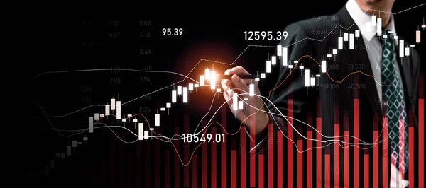 Businessman Analyst Working Digital Finance Business Data Graph Showing Technology — Stockfoto