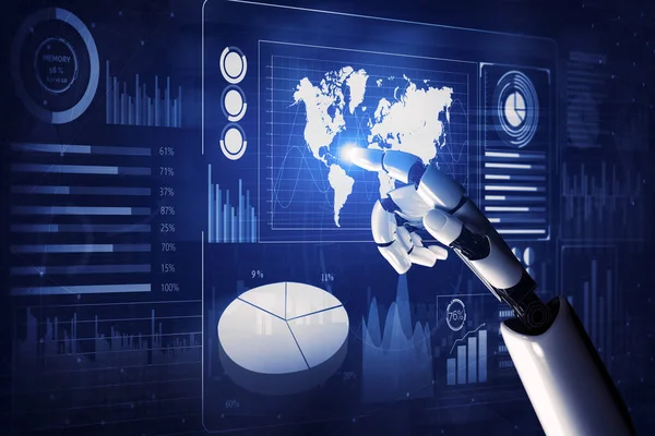 Futurisztikus Robot Technológia Fejlesztés Mesterséges Intelligencia Gépi Tanulás Koncepció Globális — Stock Fotó