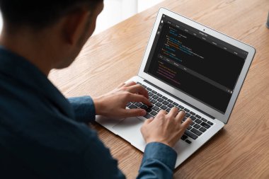 Model uygulama ve program kodlaması için bilgisayar ekranında yazılım geliştirme programlama