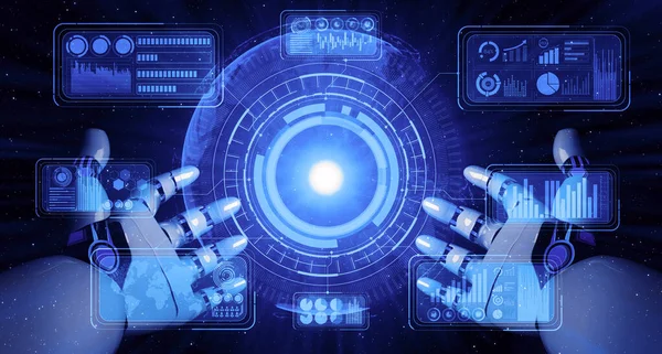 Τεχνητή Νοημοσύνη Έρευνα Της Ανάπτυξης Ρομπότ Και Cyborg Για Μέλλον — Φωτογραφία Αρχείου
