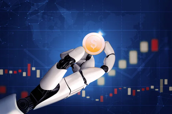 Rendering Sviluppo Tecnologie Robot Futuristiche Intelligenza Artificiale Concetto Apprendimento Automatico — Foto Stock
