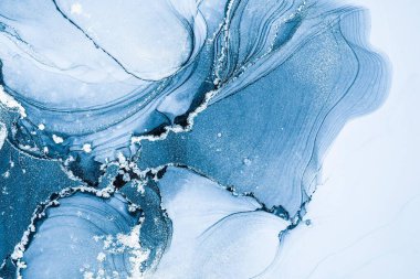 Mermer mürekkep soyut sanatının orijinal resmi. Örnek bir orjinal tablodan yüksek çözünürlüklü fotoğraf. Karargah kağıt dokusuna pürüzsüz mermer desen oluşturmak için soyut resim yapıldı.