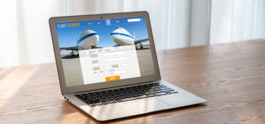 Online uçuş rezervasyon sitesi mod rezervasyon sistemi sağlar. Seyahat teknolojisi kavramı .