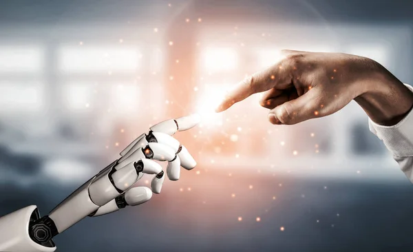 Штучний Інтелект Дослідження Розвитку Роботів Кіборгів Майбутніх Людей Живуть Добування — стокове фото
